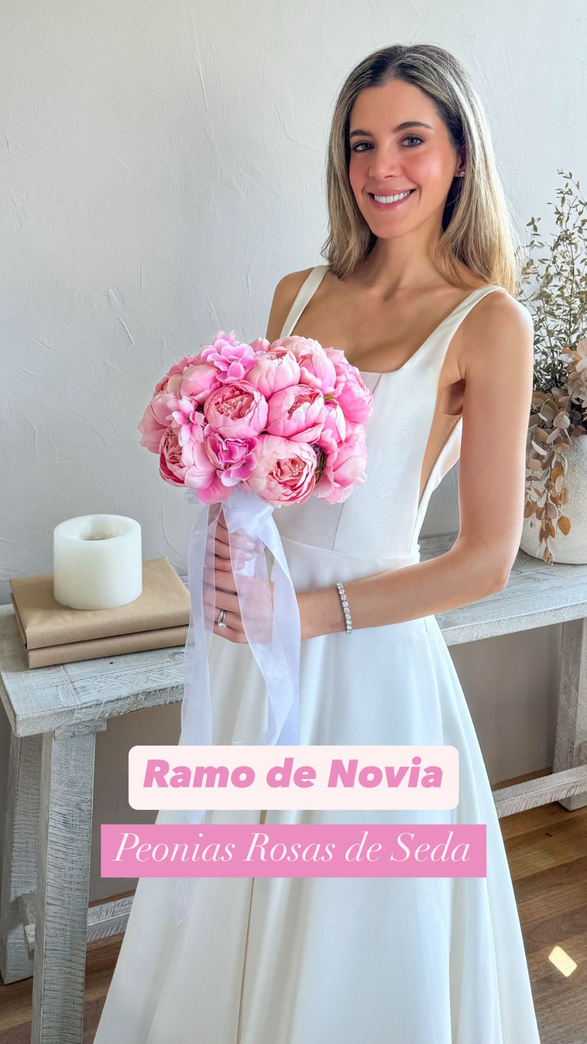 Ramo de Novia Eterno Peonias Rosas