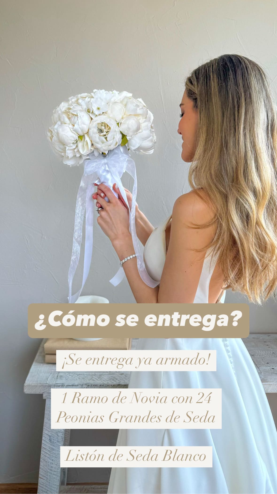 Ramo de Novia Eterno con Peonias Blancas