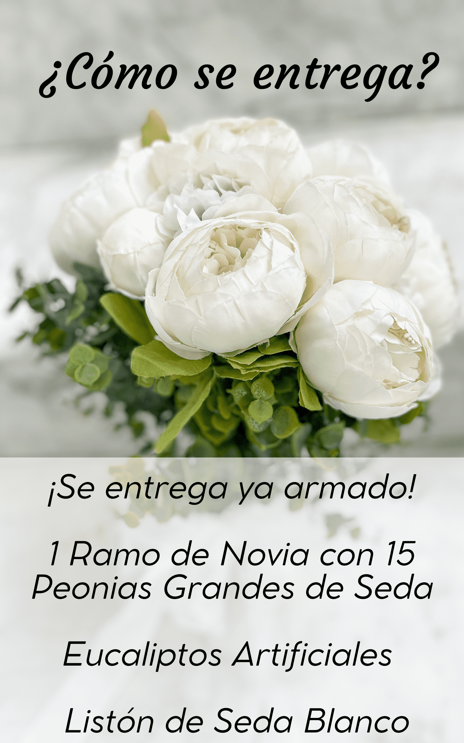 Ramo de Novia Eterno con Peonias Blancas