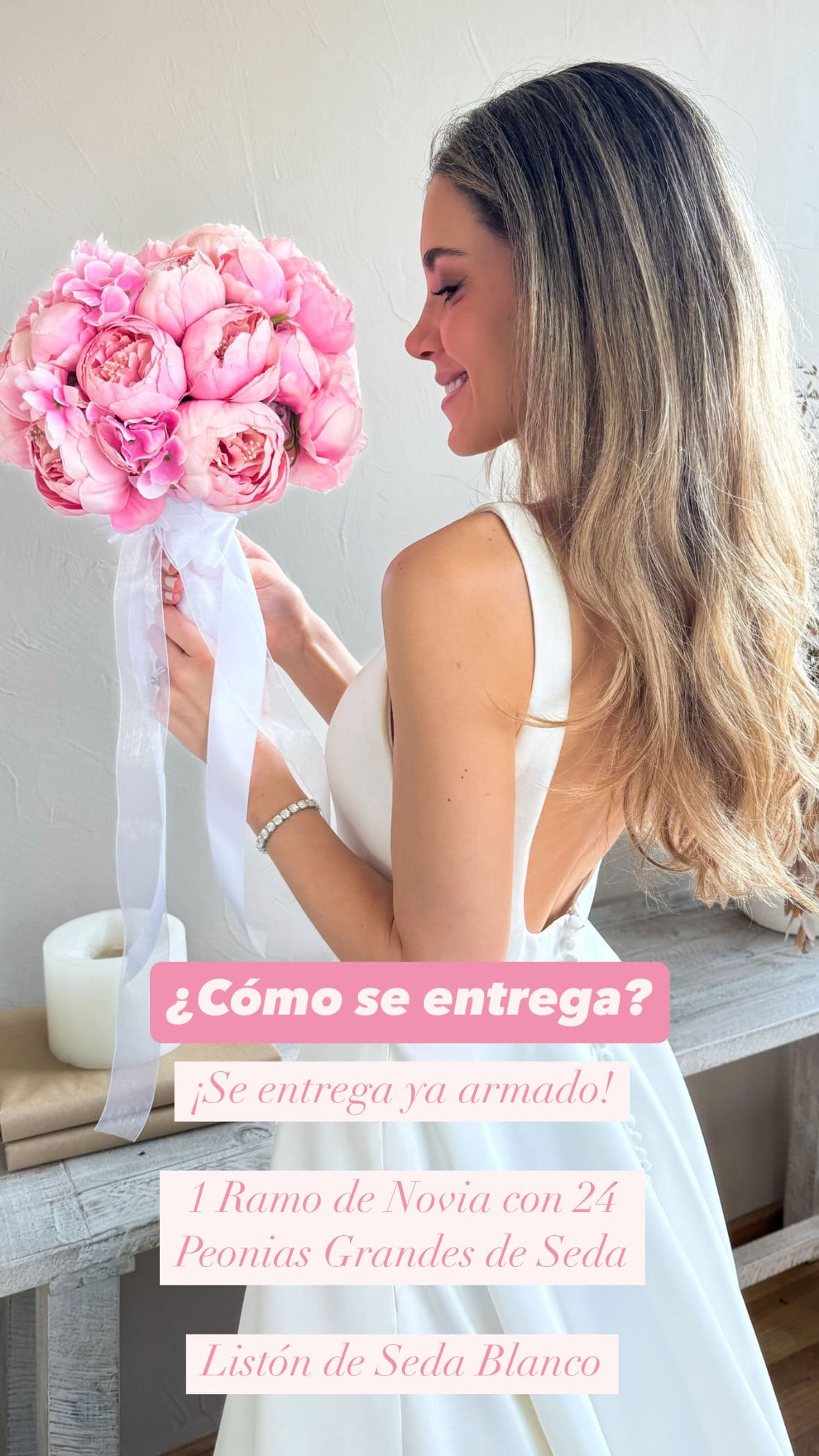 Ramo de Novia Eterno Peonias Rosas